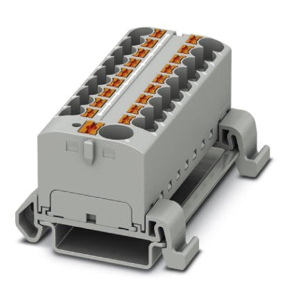 Phoenix Contact Finger-Safe Power Distribution Block; PTFIX10/18X4-NS35A GY; 57A; 19-Pole; Push-In Terminals; 1/1 Line/Load Terminal Openings; DIN Rail - Lengthwise Mount